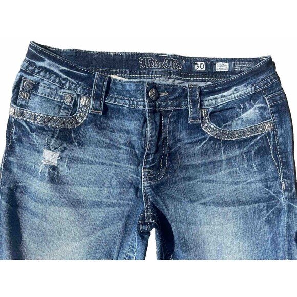 Miss Me Signature Ankle Skinny Denim Blue Jeans Size 30 Medium Wash J3308AKA - Picture 3 of 5